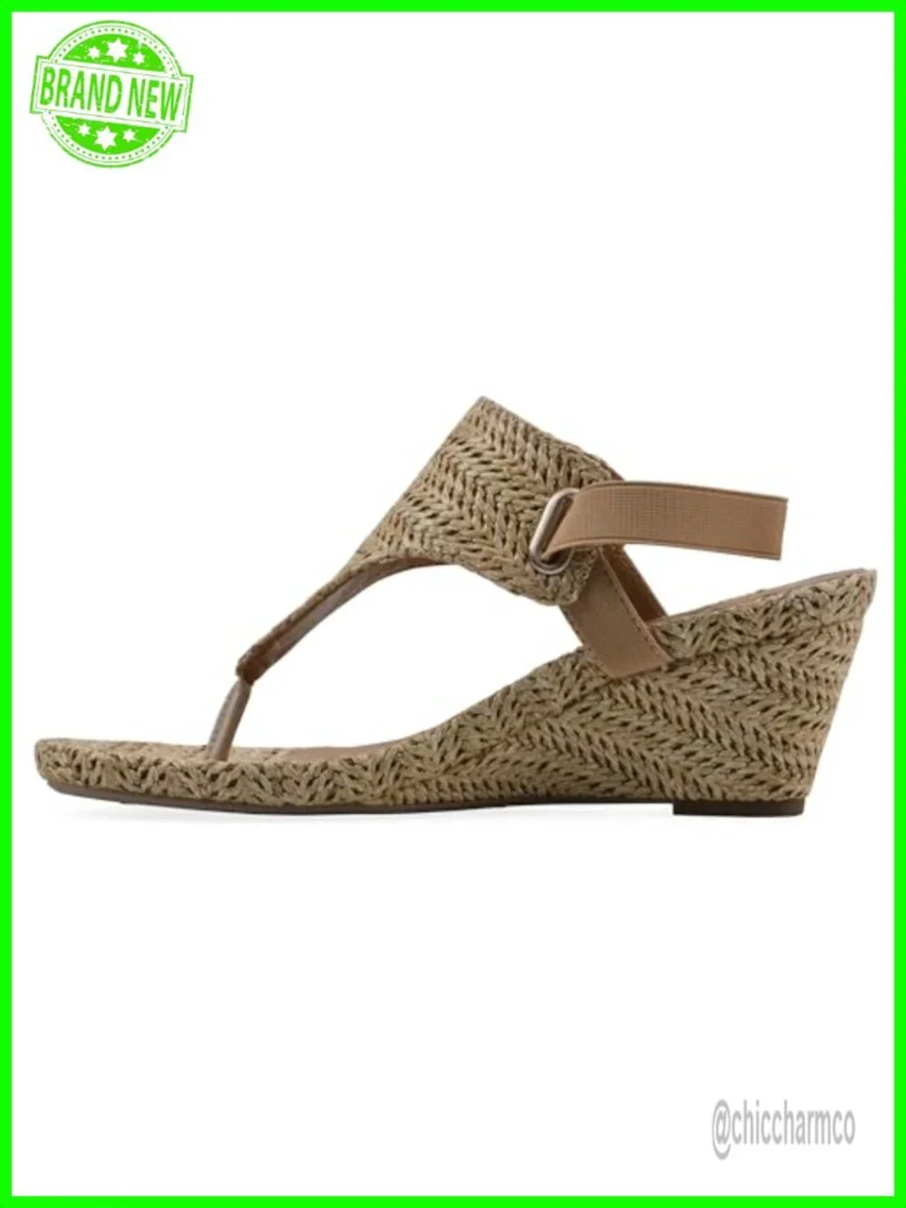 Woven Textile Wedge Sandals with Adjustable Strap